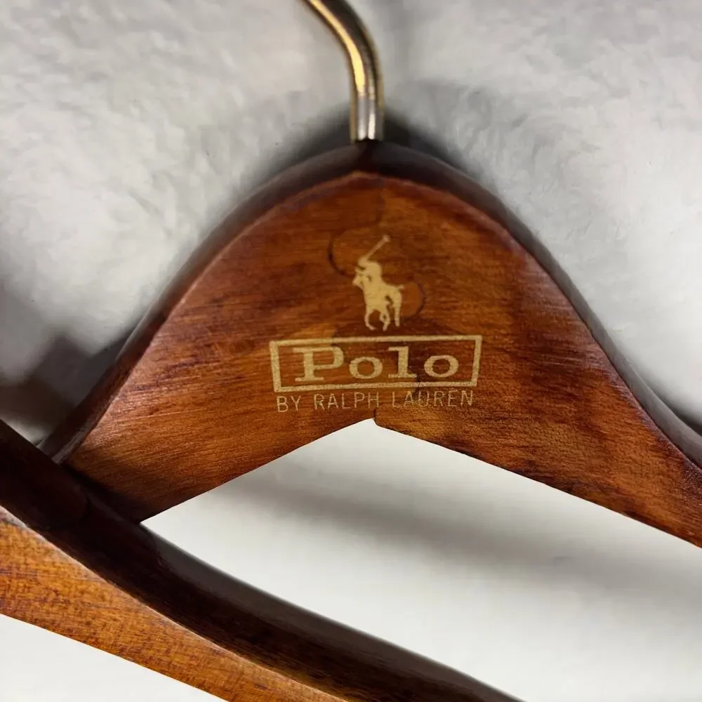 Vintage Polo Ralph Lauren Wooden Hanger Logo Clothes Suit Pant Lot Of 2